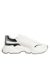 Dolce & Gabbana White Silver DAYMASTER Leather Sneakers Shoes